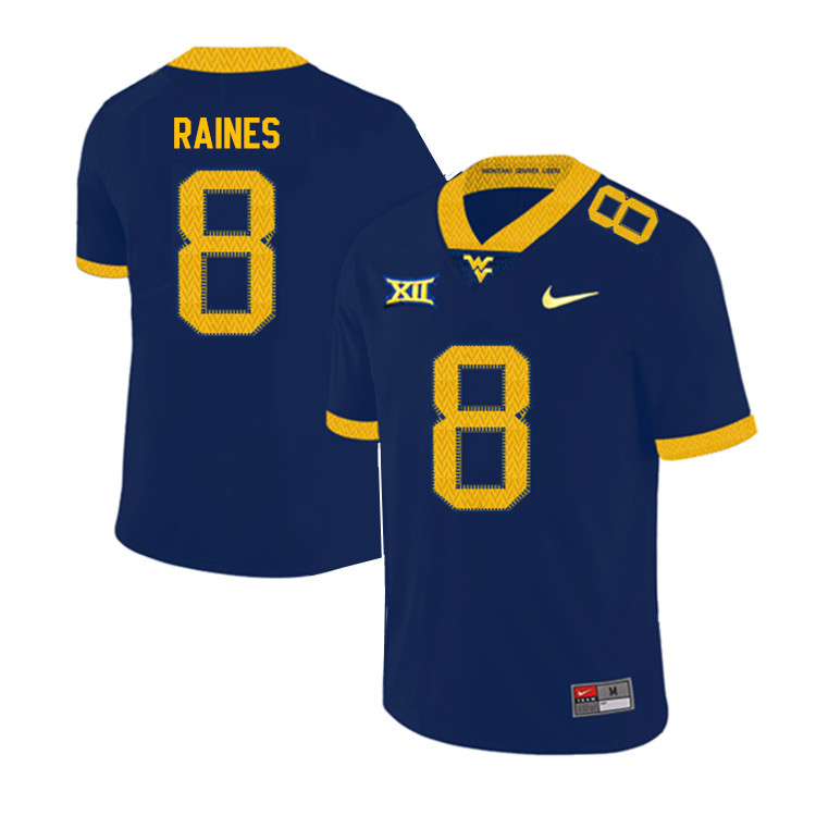 NCAA Men's Kwantel Raines West Virginia Mountaineers Navy #8 Nike Stitched Football College 2019 Authentic Jersey PH23Z77ZM